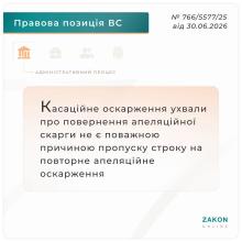 Касаційне оскарження ухвали про повернення апеляційної скарги не є поважною причиною пропуску строку на оскарження