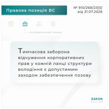 Тимчасова заборона відчуження корпоративних прав у кожній ланці структури володіння є допустимим заходом забезпечення позову