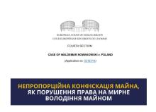 Непропорційна конфіскація майна, як порушення права на мирне володіння майном