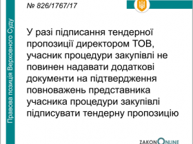 Підписання тендерної пропозиції директором Товариства