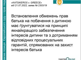 Встановлення обмежень прав батька на побачення з дитиною - позиція ЄСПЛ