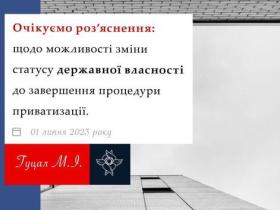 Щодо можливості зміни статусу державної власності до завершення процедури приватизації