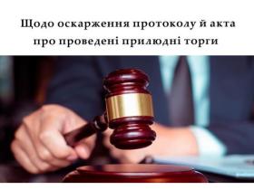 Щодо оскарження протоколу й акта про проведені прилюдні торги