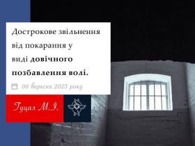 Дострокове звільнення від покарання у виді довічного позбавлення волі