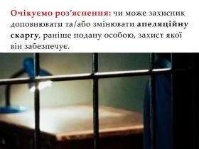 Чи може захисник доповнювати/змінювати апеляційну скаргу, подану особою, яку він захищає