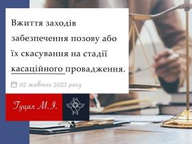 Вжиття заходів забезпечення позову або їх скасування на стадії касаційного провадження