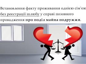 Встановлення факту проживання однією сім`єю без реєстрації шлюбу у справі позовного провадження про поділ майна подружжя