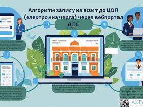 Алгоритм запису на візит до ЦОП (електронна черга) через вебпортал ДПС