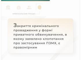 Закриття кримінального провадження у формі приватного обвинувачення, в якому заявлено клопотання про застосування ПЗМХ, є правомірним