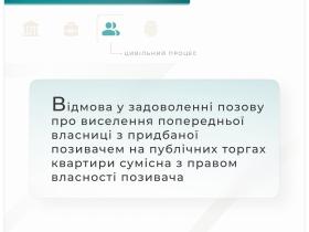 Відмова у задоволенні позову про виселення попередньої власниці з придбаної позивачем на торгах квартири сумісна з правом власності позивача