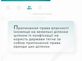 Припинення права власності іноземця на земельні ділянки шляхом конфіскації на користь держави тягне припинення права їх оренди