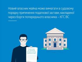 Новий власник майна може вимагати в судовому порядку припинення податкової застави, накладеної через борги попереднього власника