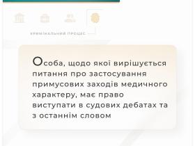 Особа, щодо якої вирішується питання про застосування примусових медичних заходів, має право виступати в суді
