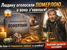 Що буде зі спадщиною, майном і шлюбом, якщо «померла» людина раптом з’являється?