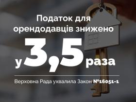 Податок для орендодавців знижено з 18% до 5%: Верховна Рада ухвалила Закон
