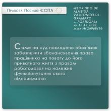 Право на повагу до приватного життя у спорі між роботодавцем та працівником