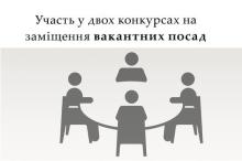 Участь у двох конкурсах на заміщення вакантних посад