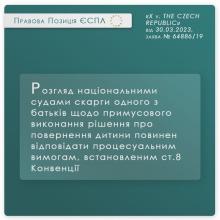 Щодо примусового виконання рішення про повернення дитини