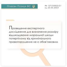 Проведення експертного дослідження для визначення розміру відшкодування моральної шкоди потерпілому не є обов'язковим