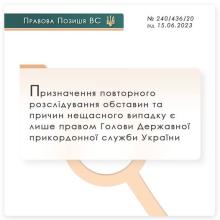 Призначення повторного розслідування обставин та причин нещасного випадку є лише правом Голови ДПСУ