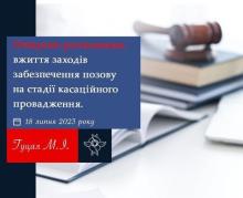 Вжиття заходів забезпечення позову на стадії касаційного провадження