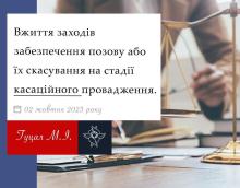 Вжиття заходів забезпечення позову або їх скасування на стадії касаційного провадження