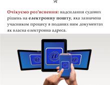 Надсилання судових рішень на електронну пошту, яка зазначена учасником процесу в поданих ним документах як власна
