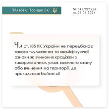 Вчинення крадіжки в умовах воєнного стану або на території де проводяться бойові дії