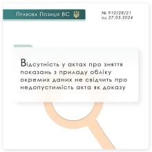 Відсутність у актах про зняття показань з приладу обліку окремих даних не свідчить про недопустимість акта як доказу