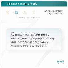 Санкція п.6.2.2. договору постачання природного газу для потреб непобутових споживачів є штрафом