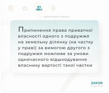 Відшкодування при припиненні права власності одного з подружжя на земельну ділянку за вимогою другого з подружжя