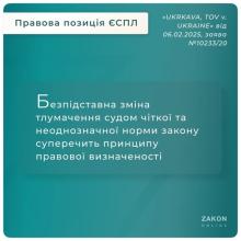 Безпідставна зміна тлумачення судом чіткої та неоднозначної норми закону суперечить принципу правової визначеності