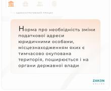 Щодо необхідності зміни адреси юрособами, які зареєстровані на тимчасово окупованій території