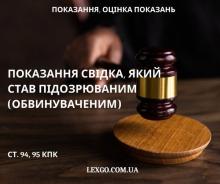 Показання свідка, який став підозрюваним (обвинуваченим)