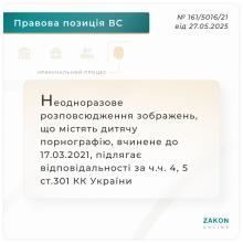 Відповідальність за розповсюдження зображень, що містять дитячу порнографію