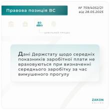 Дані Держстату щодо середніх показників зарплати не враховуються при визначенні середнього заробітку за час вимушеного прогулу