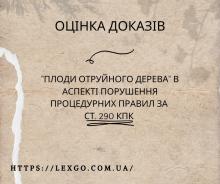 "Плоди отруйного дерева" в аспекті порушення процедурних правил за ст. 290 КПК
