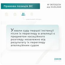 Можливість перегляду в касаційному порядку ухвали суду першої інстанції, скасованої в апеляції