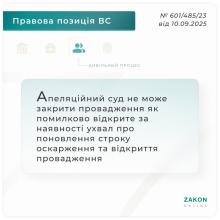 Можливість застосування апеляційним судом процесуальних наслідків у виді закриття провадження, як помилково відкритого