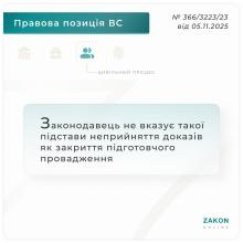 Законодавець не вказує такої підстави неприйняття доказів, як закриття підготовчого провадження