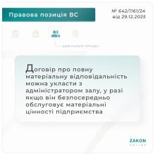 Укладення договору про повну матеріальну відповідальність з працівником, посада якого на передбачена в переліку порядку № 447/24