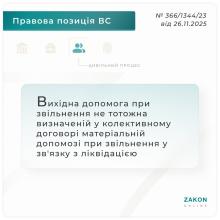 Чи є виплата вихідної допомоги підставою для зменшення розміру матеріальної допомоги при звільненні у зв`язку з ліквідацією підприємства?