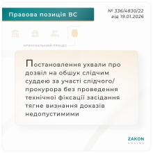 Постановлення ухвали про дозвіл на обшук за участі слідчого/прокурора без проведення фіксації засідання тягне визнання доказів недопустимими