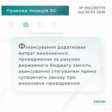 Щодо фінансування додаткових витрат виконавчого провадження за рахунок держбюджету