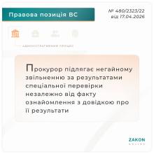Прокурор підлягає негайному звільненню за результатами перевірки, незалежно від ознайомлення з результатами