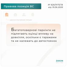 Багатоповерхові паркінги не підлягають оцінці впливу на довкілля, оскільки є гаражами і не належать до автостоянок