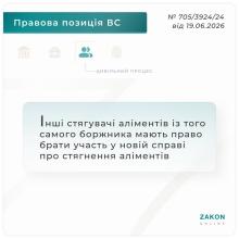 Інші стягувачі аліментів із того самого боржника мають право брати участь у новій справі про стягнення аліментів