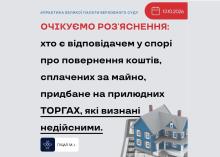Хто є відповідачем у спорі про повернення коштів, сплачених за майно, придбане на торгах, визнаних не дійсними