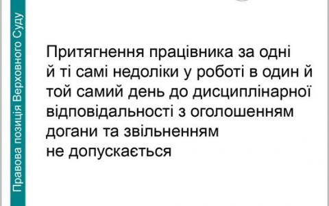 Питання притягнення працівника до відповідальності за одні й ті самі недоліки в роботі