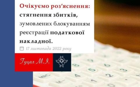 Стягнення збитків, зумовлених блокуванням реєстрації податкової накладної